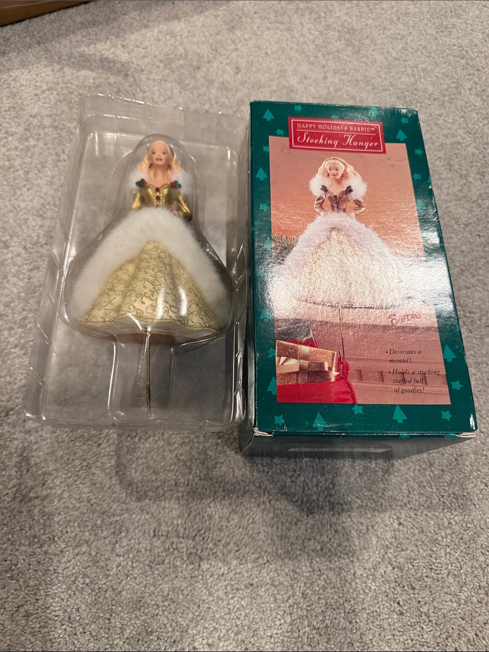 Barbie Gold and White Holiday Stocking Hanger Ornament